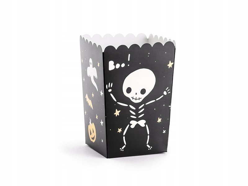 Pudełka na popcorn słodycze BOO czarne Halloween 6 Pudełka na popcorn słodycze BOO czarne Halloween 6