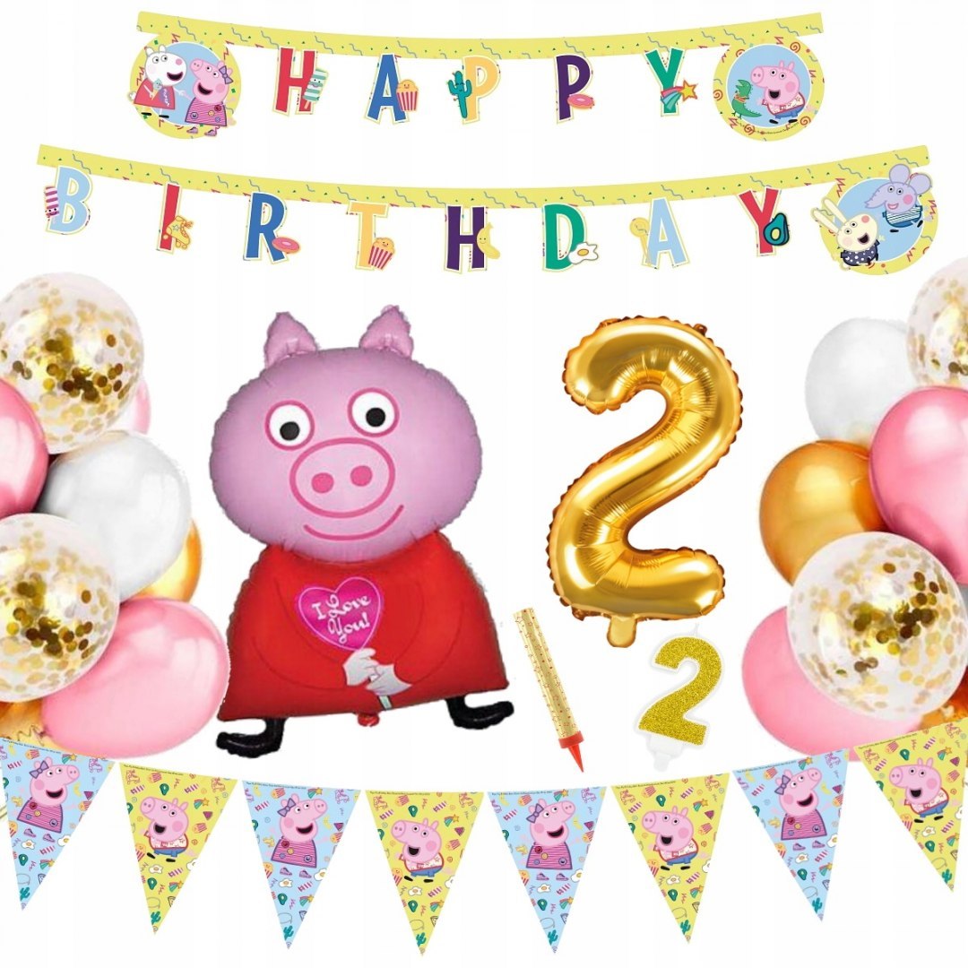 Balon baner dekoracje świnka Peppa na hel urodziny Balon baner dekoracje świnka Peppa na hel urodziny