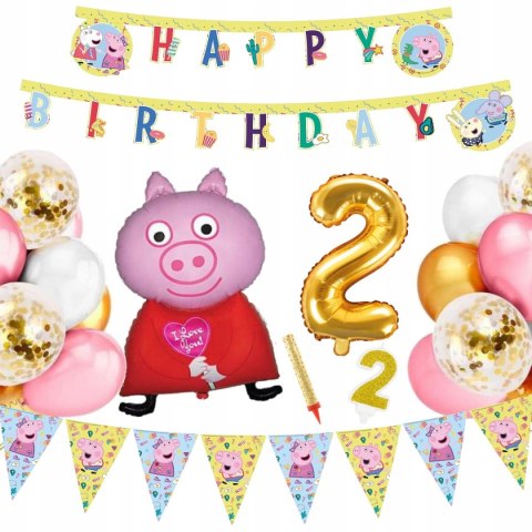 Balon baner dekoracje świnka Peppa na hel urodziny Balon baner dekoracje świnka Peppa na hel urodziny