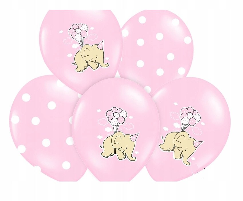 Balony SŁONIK różowe roczek chrzest baby shower x5