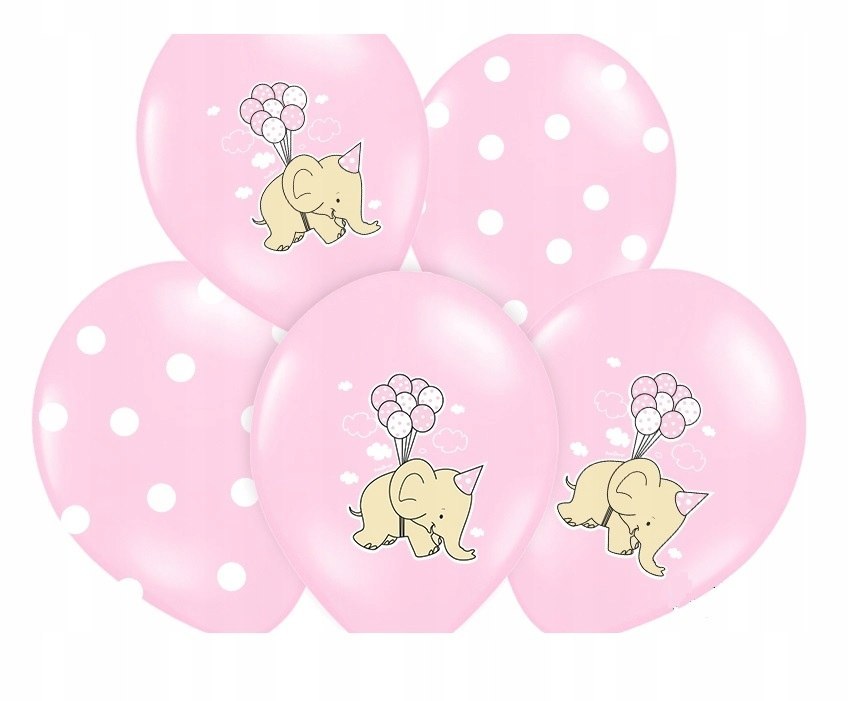 Balony SŁONIK różowe roczek chrzest baby shower x5 Balony SŁONIK różowe roczek chrzest baby shower x5