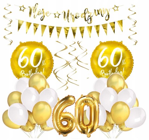 Balony dekoracje ZESTAW ozdoby na 60 urodziny HEL Balony dekoracje ZESTAW ozdoby na 60 urodziny HEL
