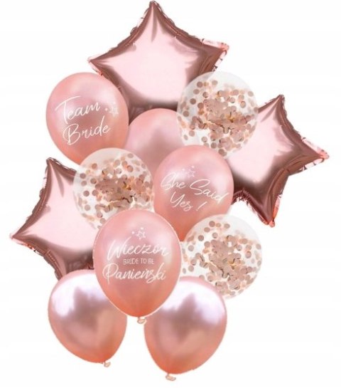 Balony na wieczór panieński różowe złoto HEL x12 Balony na wieczór panieński różowe złoto HEL x12