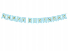 Baner HAPPY BIRTHDAY niebieski na urodziny roczek