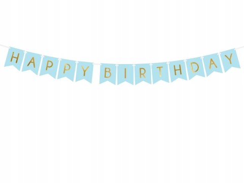 Baner HAPPY BIRTHDAY niebieski na urodziny roczek Baner HAPPY BIRTHDAY niebieski na urodziny roczek