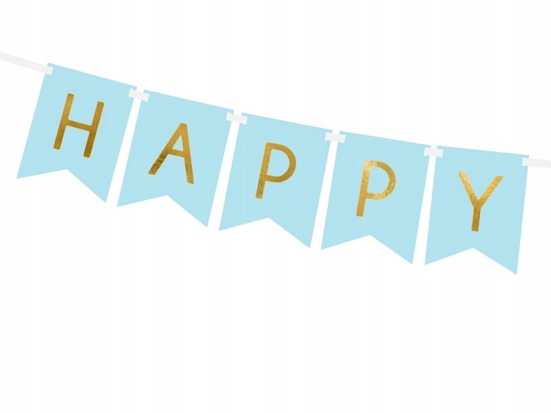 Baner HAPPY BIRTHDAY niebieski na urodziny roczek Baner HAPPY BIRTHDAY niebieski na urodziny roczek