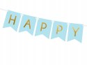 Baner HAPPY BIRTHDAY niebieski na urodziny roczek