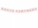 Baner HAPPY BIRTHDAY różowy ozdoby urodziny roczek