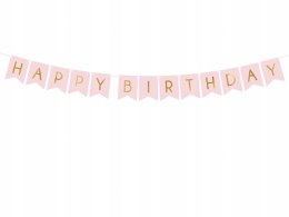 Baner HAPPY BIRTHDAY różowy ozdoby urodziny roczek