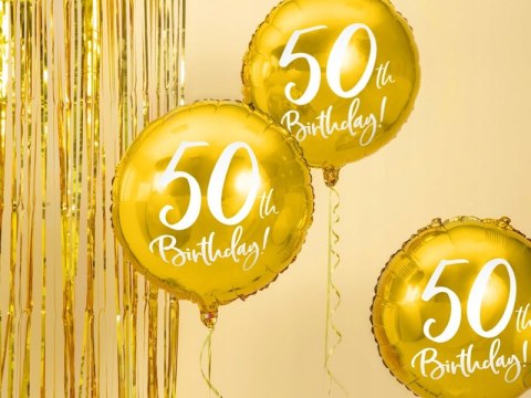 Dekoracja na 50 urodziny zestaw balonów + stojak Dekoracja na 50 urodziny zestaw balonów + stojak