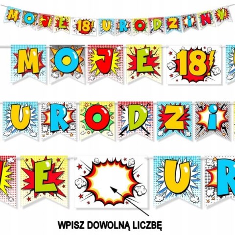 Girlanda na roczek baner napis moje urodziny 15wz Girlanda na roczek baner napis moje urodziny 15wz