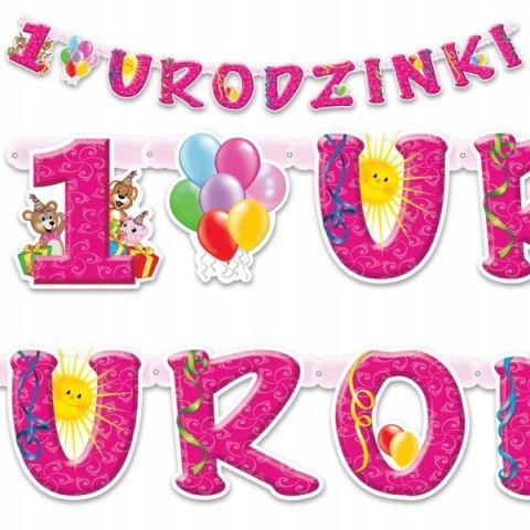 Girlanda na roczek baner napis moje urodziny 15wz Girlanda na roczek baner napis moje urodziny 15wz