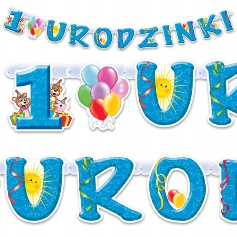 Girlanda na roczek baner napis moje urodziny 15wz Girlanda na roczek baner napis moje urodziny 15wz