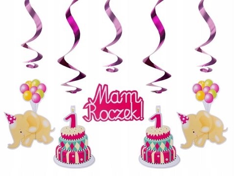 Świderki różowe MAM ROCZEK słonik ozdoby na roczek Świderki różowe MAM ROCZEK słonik ozdoby na roczek