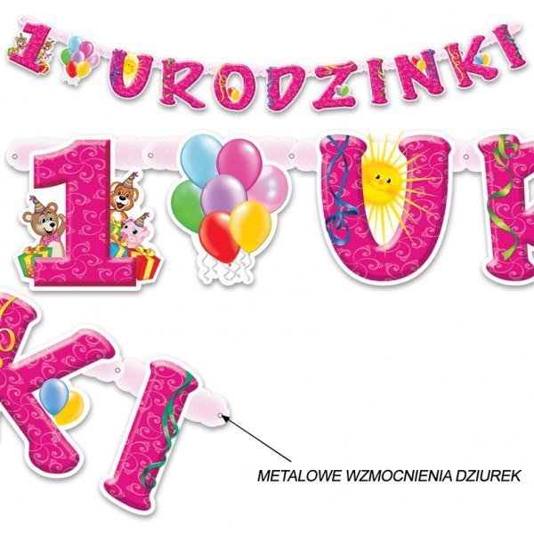 Zestaw urodzinowy balony na roczek 1 urodziny róż Zestaw urodzinowy balony na roczek 1 urodziny róż