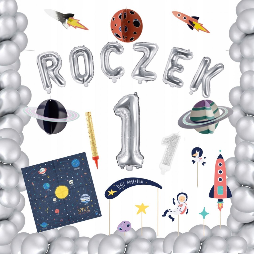 Balony baner ozdoby ZESTAW na ROCZEK 1 urodziny XL