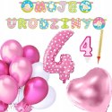 Balony girlanda baner cyfra 4 na czwarte urodziny Balony girlanda baner cyfra 4 na czwarte urodziny