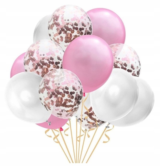 Balony z konfetti roczek chrzest baby shower HEL Balony z konfetti roczek chrzest baby shower HEL