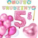 Dekoracje ozdoby ZESTAW balony baner na 5 urodziny Dekoracje ozdoby ZESTAW balony baner na 5 urodziny