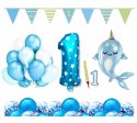 ZESTAW balony świeczka ozdoby na 1 urodziny ROCZEK