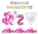ZESTAW balony świeczka ozdoby na 2 LATKA urodziny ZESTAW balony świeczka ozdoby na 2 LATKA urodziny