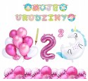 ZESTAW balony świeczka ozdoby na 2 LATKA urodziny ZESTAW balony świeczka ozdoby na 2 LATKA urodziny
