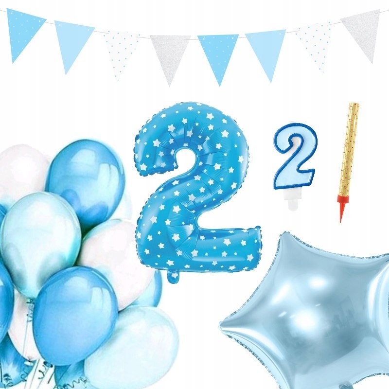 ZESTAW dekoracje balony cyfra na drugie 2 urodziny ZESTAW dekoracje balony cyfra na drugie 2 urodziny