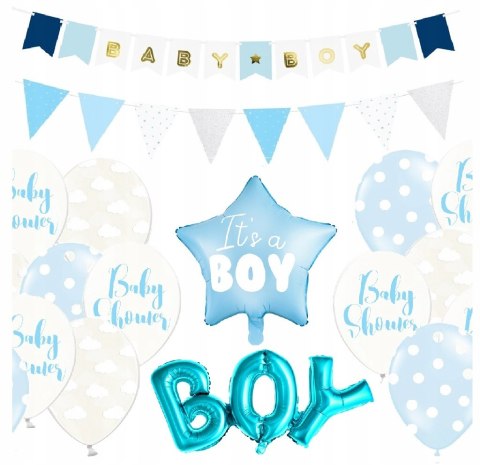 Balony girlanda zestaw na Baby Shower CHŁOPIEC hel Balony girlanda zestaw na Baby Shower CHŁOPIEC hel