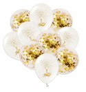 Balony komunijne na I Komunię z konfetti złote x10 Balony komunijne na I Komunię z konfetti złote x10