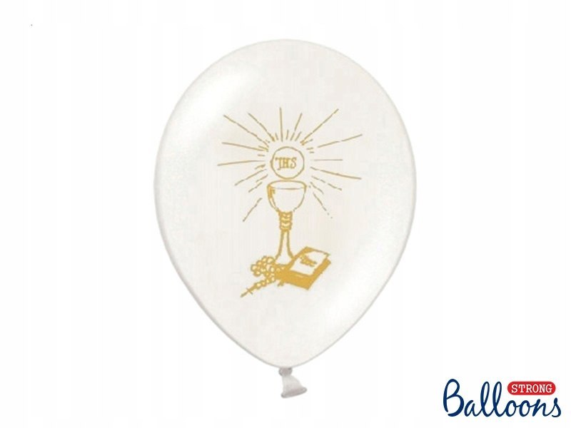 Balony komunijne na I Komunię z konfetti złote x10 Balony komunijne na I Komunię z konfetti złote x10