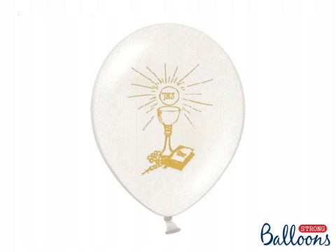 Balony komunijne na I Komunię z konfetti złote x10 Balony komunijne na I Komunię z konfetti złote x10