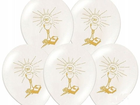 Balony serwetki złote dekoracje na komunię ZESTAW Balony serwetki złote dekoracje na komunię ZESTAW