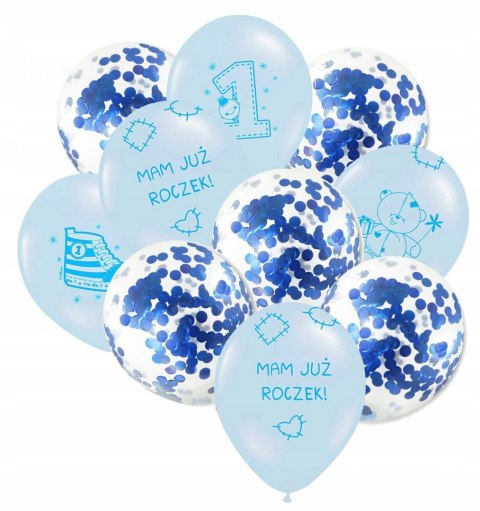 Balony z konfetti dekoracje na roczek 1 urodziny Balony z konfetti dekoracje na roczek 1 urodziny