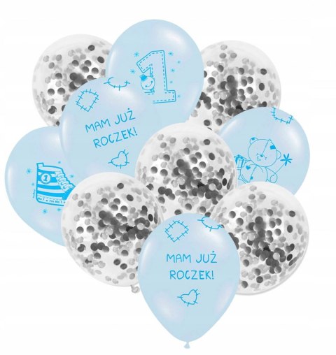 Balony z konfetti dekoracje ozdoby na roczek 10szt Balony z konfetti dekoracje ozdoby na roczek 10szt