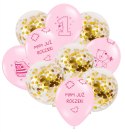 Balony z konfetti dekoracje roczkowe na roczek x10 Balony z konfetti dekoracje roczkowe na roczek x10