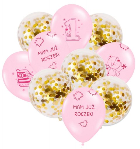 Balony z konfetti dekoracje roczkowe na roczek x10 Balony z konfetti dekoracje roczkowe na roczek x10