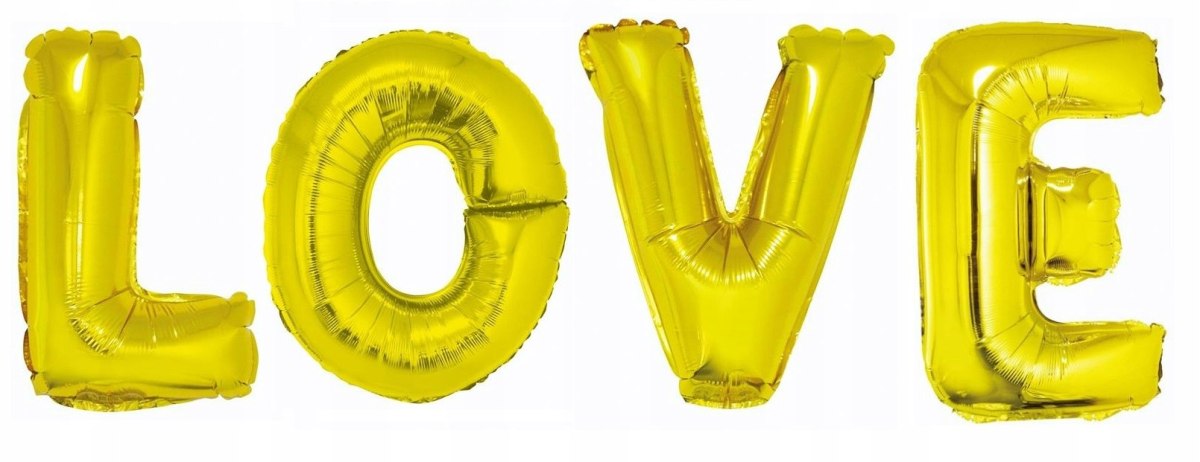Napis LOVE 35cm WALENTYNKI balony litery złote HEL