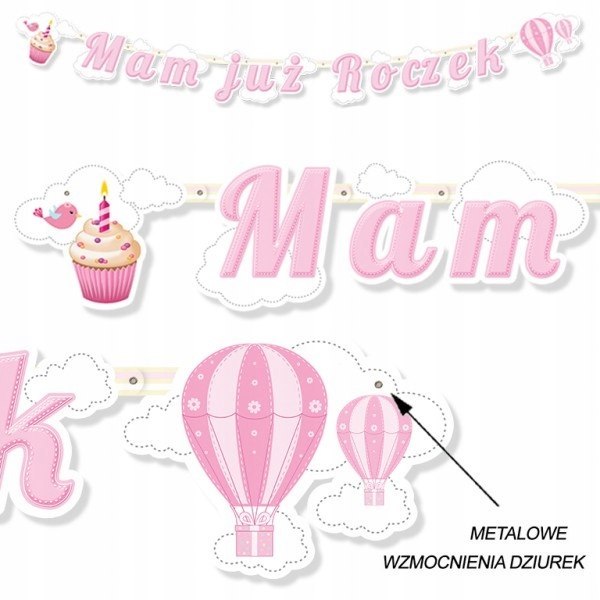 Balony girlanda świeczka cyfra 1 zestaw na roczek Balony girlanda świeczka cyfra 1 zestaw na roczek