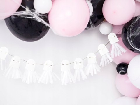 Girlanda duchy białe złote dekoracje na Halloween Girlanda duchy białe złote dekoracje na Halloween
