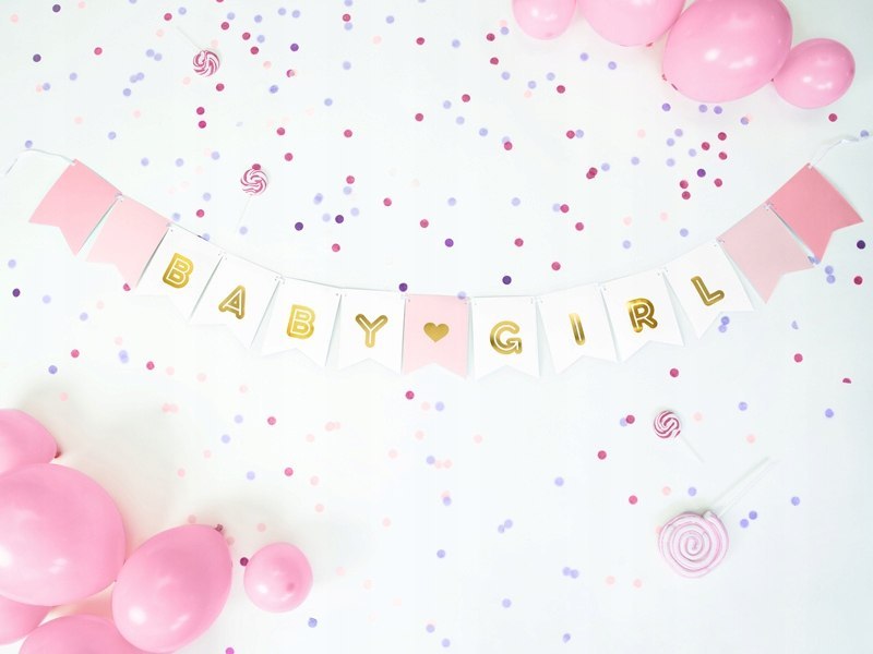 Girlanda na Baby Shower narodziny dziewczynki GIRL Girlanda na Baby Shower narodziny dziewczynki GIRL