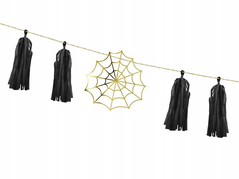 Girlanda pajęczyny czarne złote na Halloween 175cm Girlanda pajęczyny czarne złote na Halloween 175cm