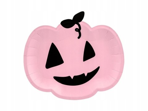 Talerzyki różowa DYNIA na Halloween dla dzieci x6