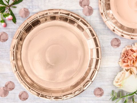 Talerzyki różowe złoto panieński urodziny 18cm x6 Talerzyki różowe złoto panieński urodziny 18cm x6