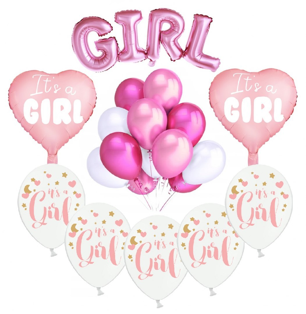 Wielki zestaw balonów ozdoby na Baby Shower RÓŻOWE Wielki zestaw balonów ozdoby na Baby Shower RÓŻOWE
