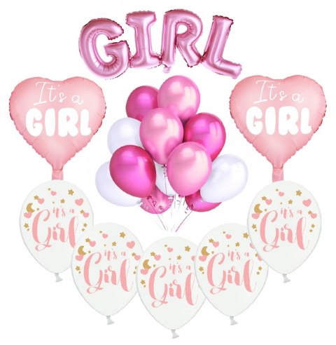 Wielki zestaw balonów ozdoby na Baby Shower RÓŻOWE Wielki zestaw balonów ozdoby na Baby Shower RÓŻOWE