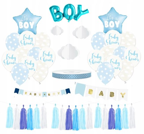 Wielki zestaw dekoracje balony Baby Shower chłopca Wielki zestaw dekoracje balony Baby Shower chłopca