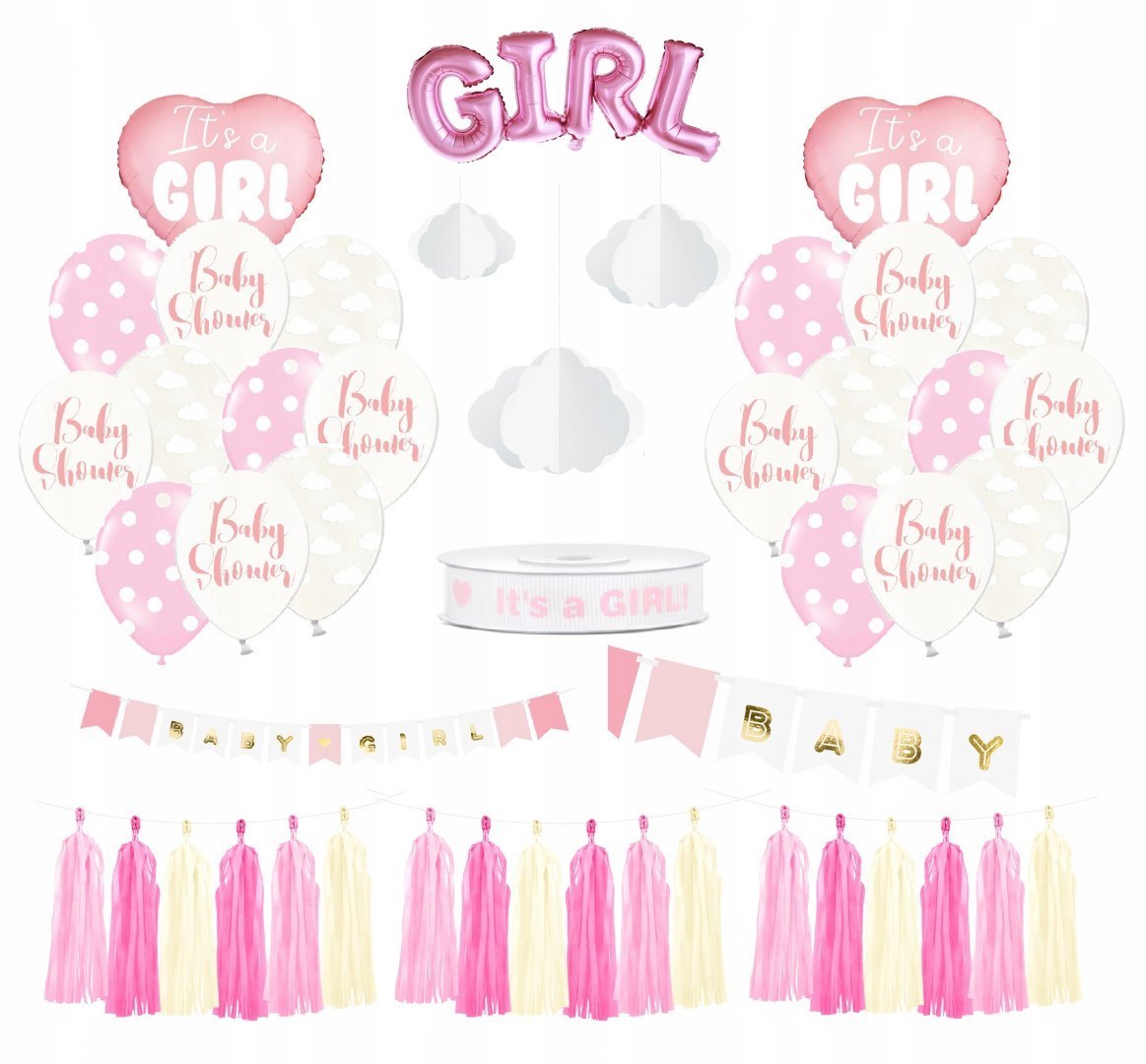 Wielki zestaw dekoracje na Baby Shower dziewczynki Wielki zestaw dekoracje na Baby Shower dziewczynki