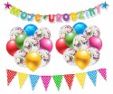 Zestaw girlanda baner na urodziny balony konfetti