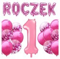 Balon różowa cyfra na roczek 1 urodziny hel 86cm