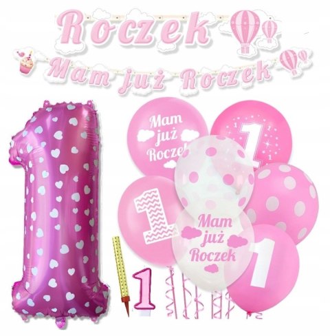 Balony z konfetti ozdoby na 1 roczek HEL rosegold Balony z konfetti ozdoby na 1 roczek HEL rosegold